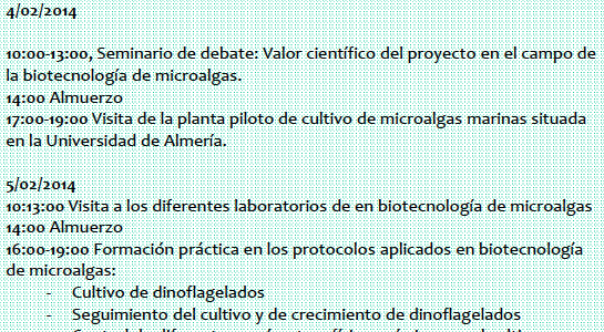Seminario para la formación y capacitación: Biotecnología: microalgas y dinoflagelados en la UAL Seminario para la formación y capacitación: Biotecnología: microalgas y dinoflagelados en la UAL