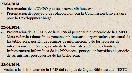 Programa de la jornada: Bibliotecas Universitarias en la UMPO Programa de la jornada: Bibliotecas Universitarias en la UMPO