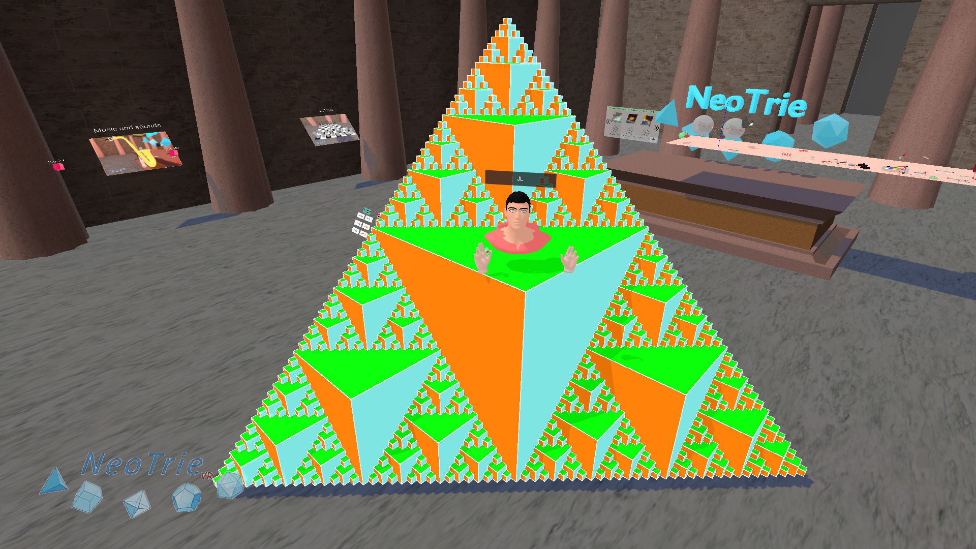 Triángulo de tipo Sierpinski con cubos