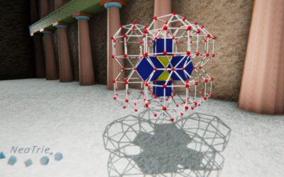Teselación con rombicuboctaedros, cuboctaedros y cubos